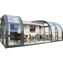 Anti-illegal construction terrace platform swimming pool retractable and foldable movable sun room detachable villa smart electric canopy