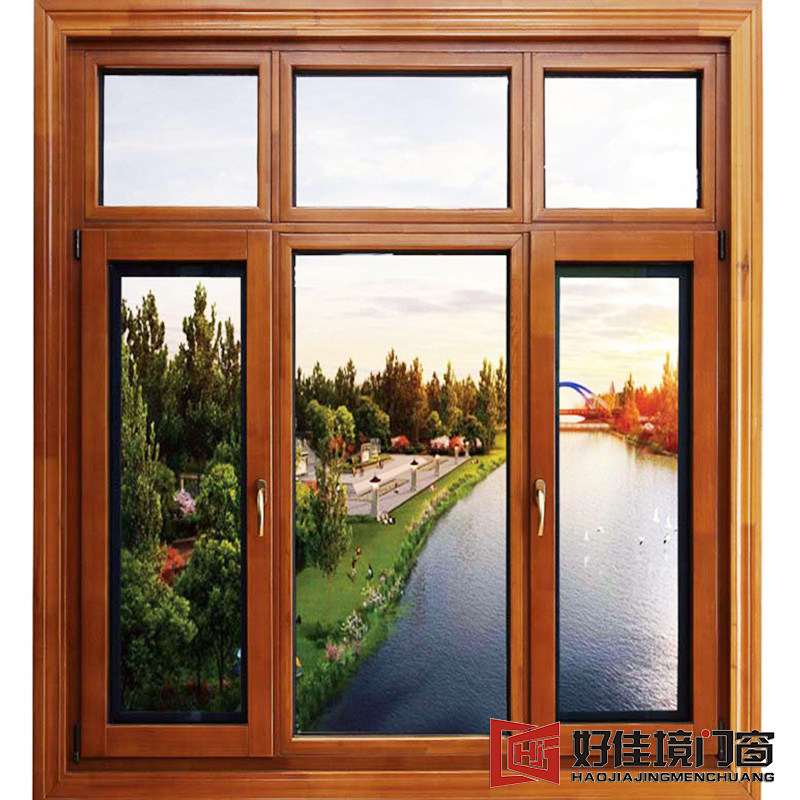 Manufacturers import aluminum-clad wood sunshine room broken bridge aluminum doors and windows sealed balcony oak three-layer hollow thermal insulation glass