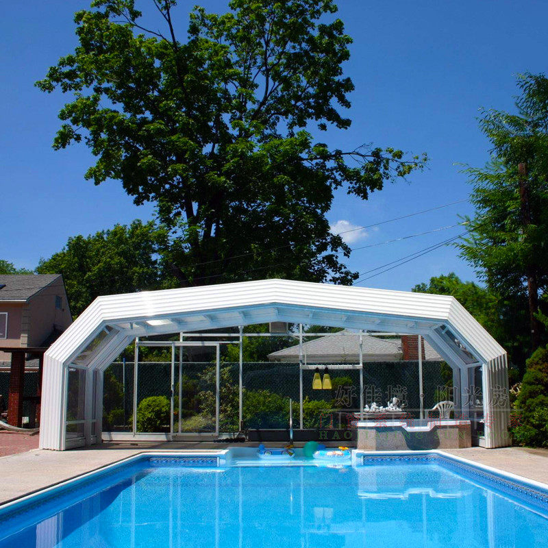 Chongqing Manufacturer Mobile Telescopic Folding Swimming Pool Electric Greenhouse Anti-Violators Intelligent Outdoor Aluminum Alloy Terrace