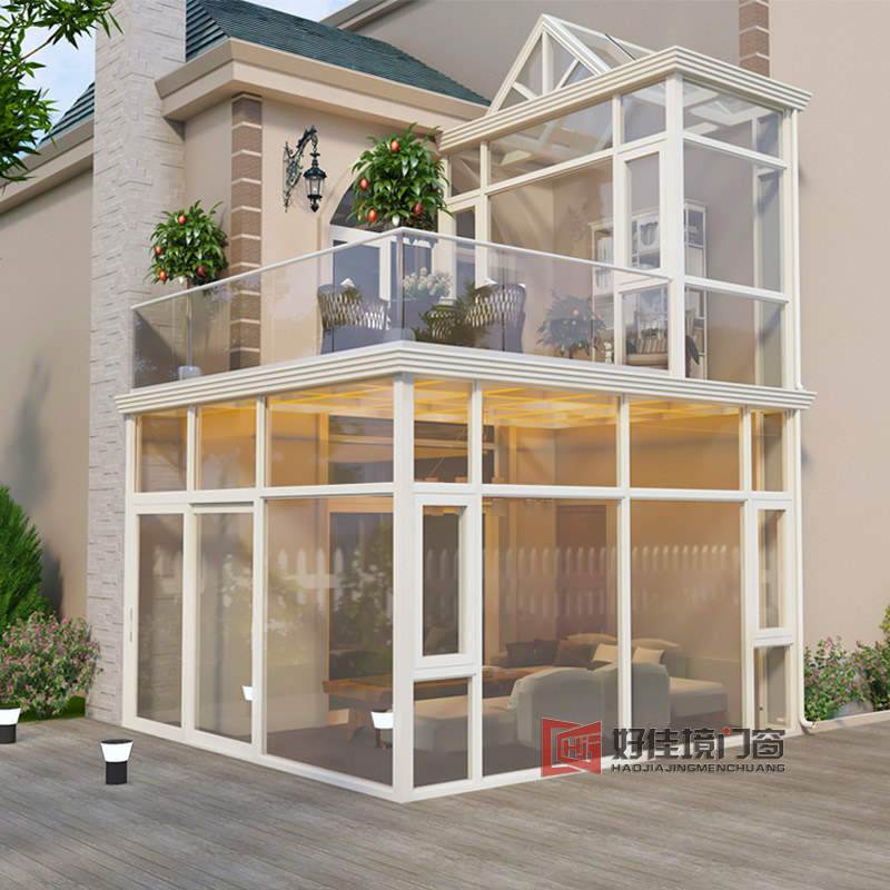 Duplex Terrace Greenhouse Tempered Glass Terrace Broken Bridge Aluminum Seal Balcony Villa garden Room aluminum alloy doors and windows