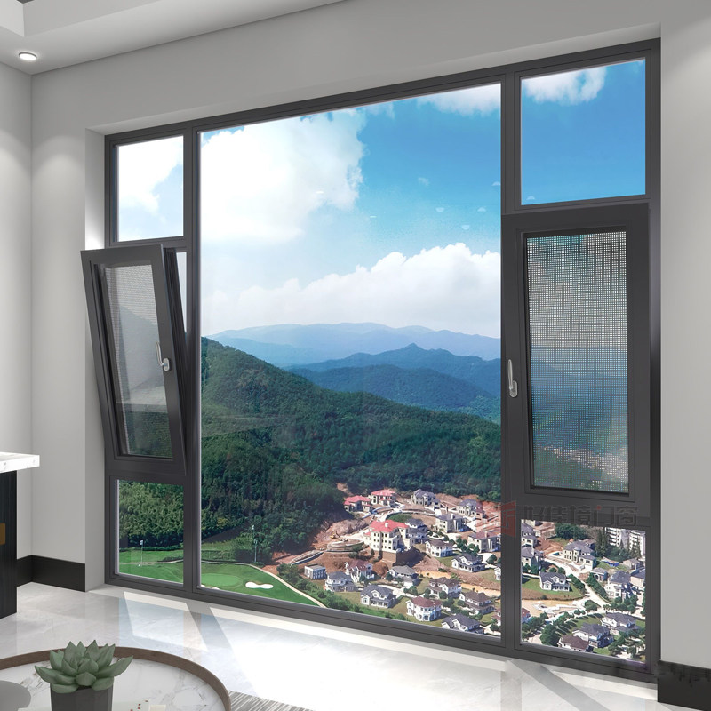 Broken bridge aluminum alloy system door and window sealing balcony flat open floor soundproof glass anti-theft window yarn integrated window customization