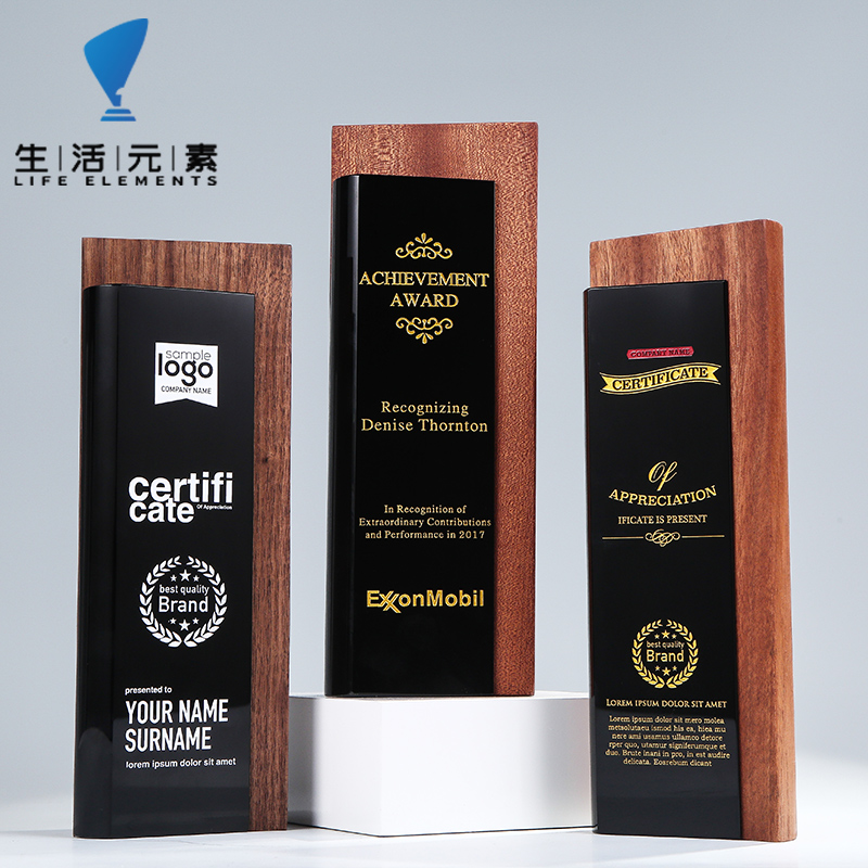 Creative high-grade solid wood trophy custom-made crystal trophy custom outstanding employee enterprise annual meeting award wooden lettering