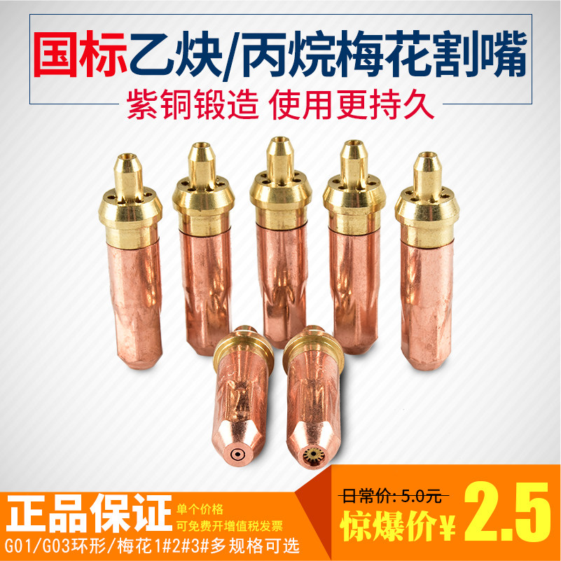National standard G01-30-100-300 acetylene ring type propane liquefied gas plum blossom oxygen cutting nozzle cutting nozzle 1#2#3#