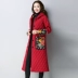 Áo cotton dài giữa mùa thu và mùa đông kiểu mới văn học retro cotton và vải lanh Slim ấm áp trùm đầu quần áo cotton đa năng