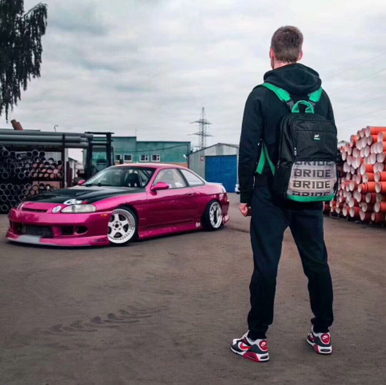 New JDM Large capacity retrofit locomotive riding double shoulder bag Bride personality trend Coloured scapebag travel bag