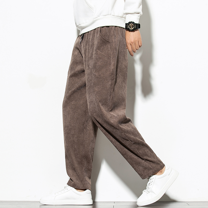 Pants Men's Spring Light Core Suede Casual Pants China Wind Big Size Sports Kharen Pants Men's Clothing Ancient Wind Straight Barrel Long Pants Tide