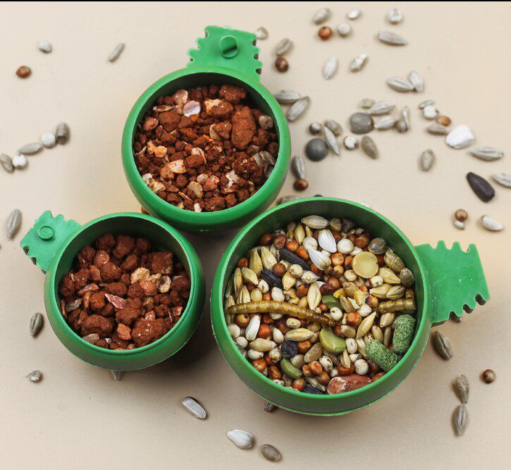 Parrot starling bird food box feeding trough drinker carrier pigeon round plastic bowl pigeon feeding trough bird cage rabbit cage accessories