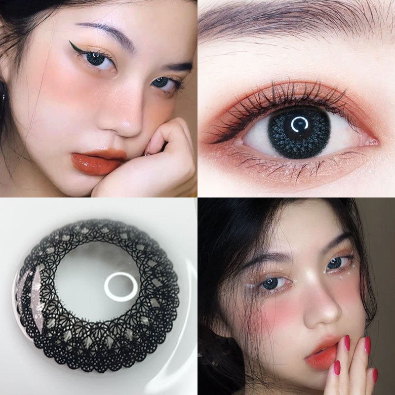Princess Lace Princess Mepupil Female Year Throws Large Diameter 14 8mm Half a year throws black Invisible Myopia Glasses Moon 14 5