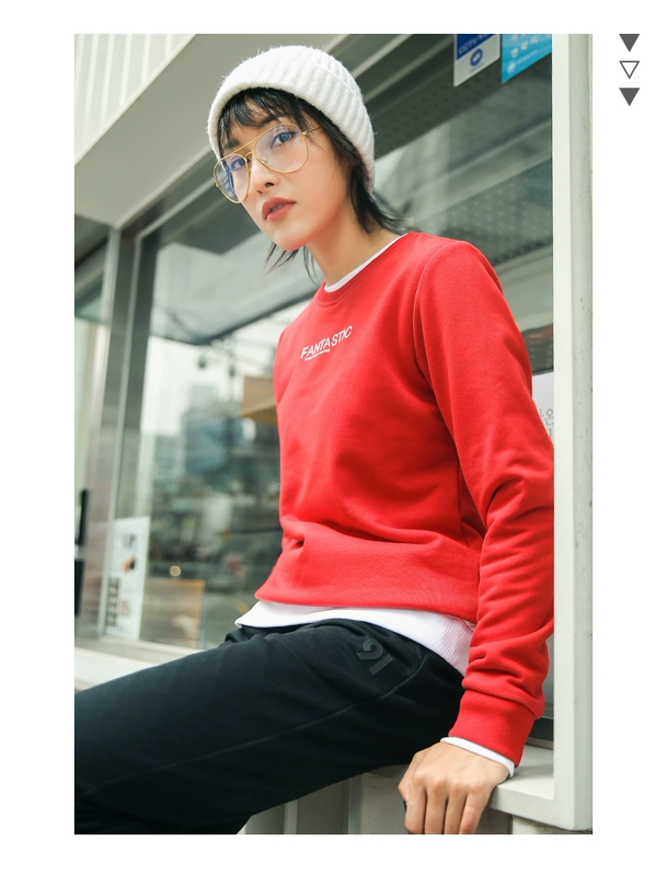 Áo len nữ cổ lọ Anta 2018 In thời trang mới Áo thun nữ thể thao Top 96838703 áo hoodie nữ