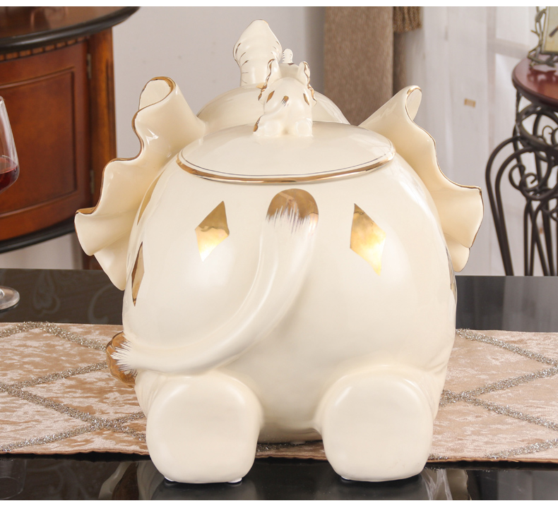 Fort SAN road ceramic barrel with cover ricer box furnishing articles furnishing articles kitchen practical adornment elephant housewarming wedding gift