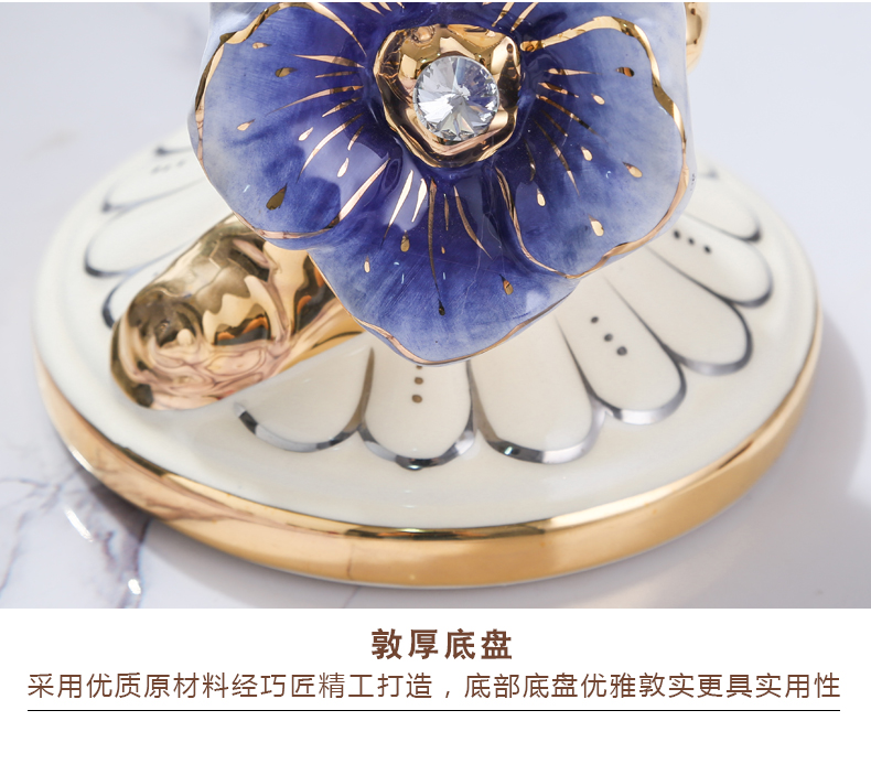 Fort SAN road new royal blue name plum flower series ceramic desk lamp furnishing articles romantic European - style sitting room, bedroom adornment move