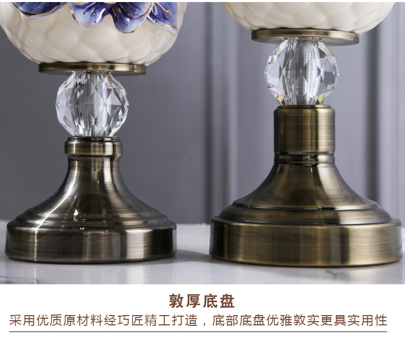 Fort SAN road new royal blue name plum flower vase series suit European ceramic vase and copper decorative vase furnishing articles