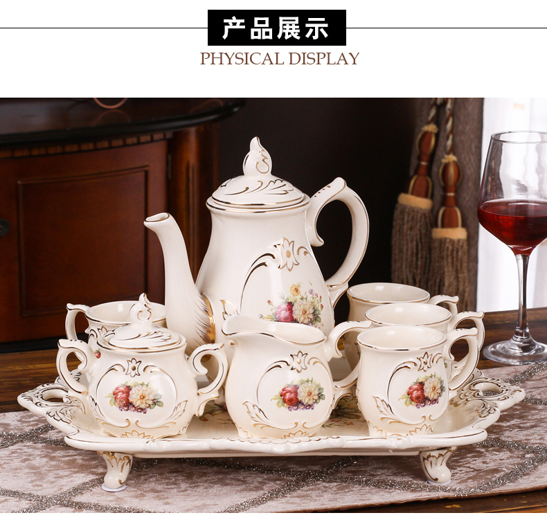 European ceramic tea set home sitting room with the tray was coffee cup suit creative wedding present for girlfriends