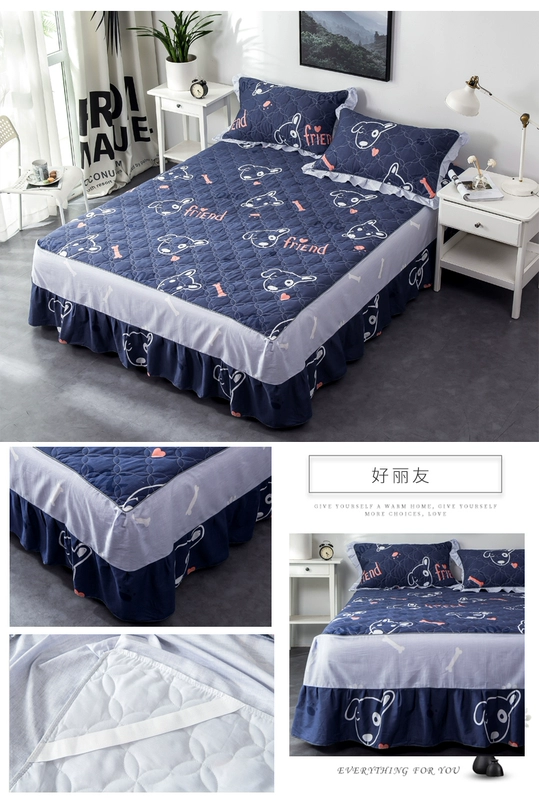 Chuối cây bông giường bông váy một mảnh phim hoạt hình dày bìa trượt bedspread Simmons nệm bảo vệ trẻ em - Trang bị tấm ga giường spa đẹp