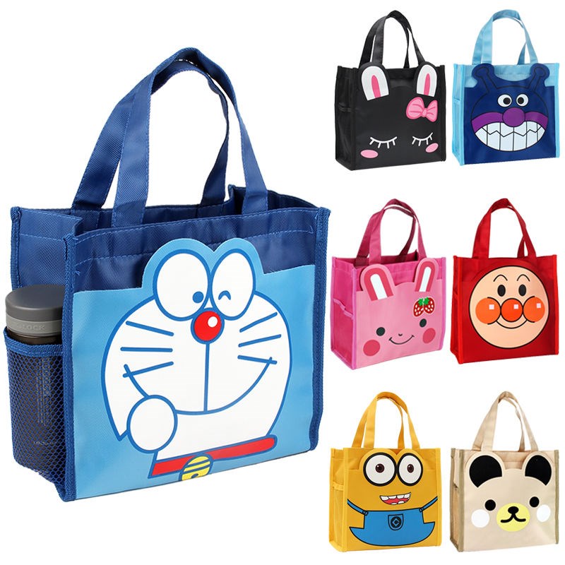 Cute Waterproof Portable Cartoon Bento With Children Tote Bag Student Bento Bag Lunch With Rice Bag Square Bag
