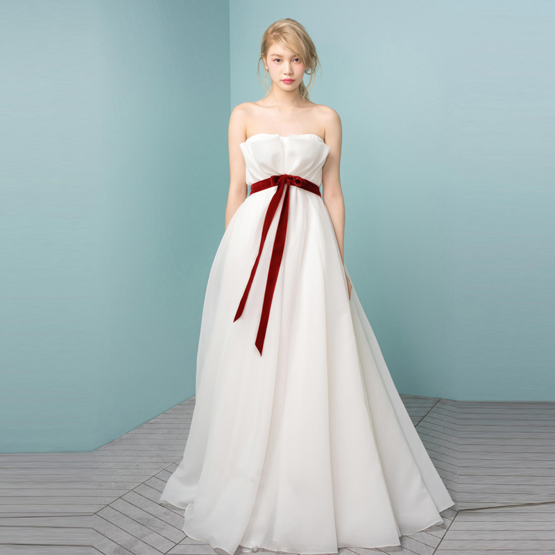 2026 New Style Strapless Slimming Light Wedding Dress Maternity High-Waisted Bride's Going-Out Dress Floor-Length Bow Sweet