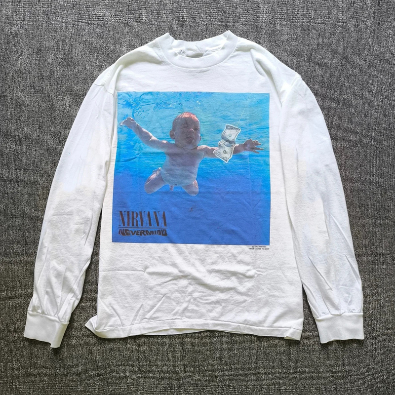 Nirvana Band T-Shirt with a Vintage American Style, Long Sleeves, Crew Neck, and a High-End Feel, Not to Be Taken Seriously by Kids