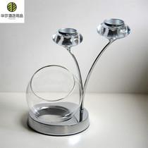 European romantic and elegant fish tank candle holder fashion zinc alloy candle holder crystal glass fish tank candle holder