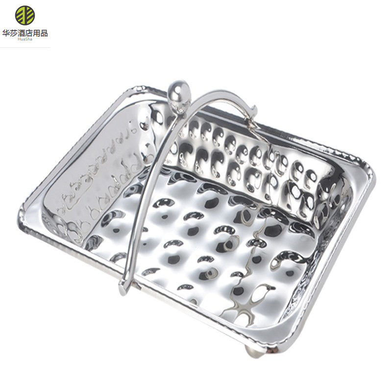 Stainless steel portable towel basket storage basket high-grade towel basket fruit basket KTV bar hot towel basket tray