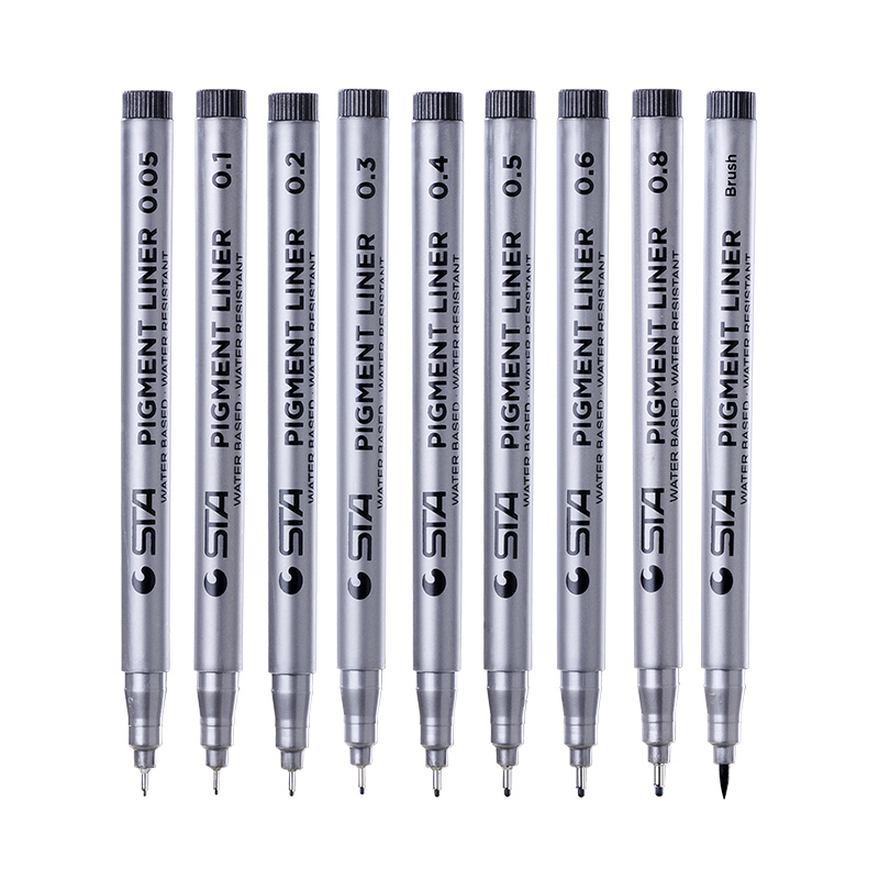 STA Sta 8050 waterproof needle tube pen sketch pen sketching pen drawing pen hand drawing sketchbook pen soft head Show Lipen