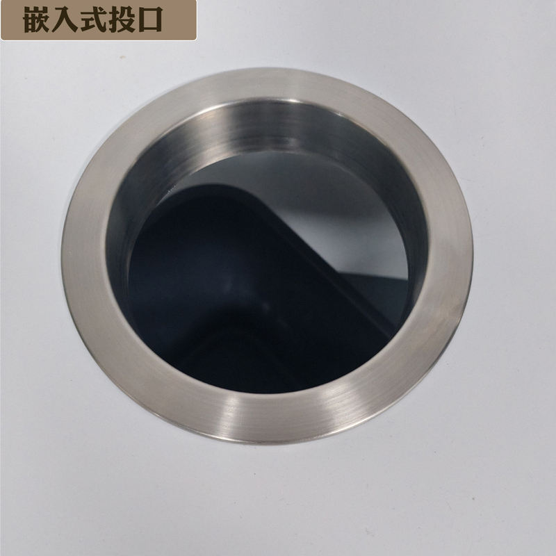 Countertop Trash Can with Stainless Steel Circular Opening, Large and Small Sizes, Embedded Garbage Bin, Black Washbasin Without Lid