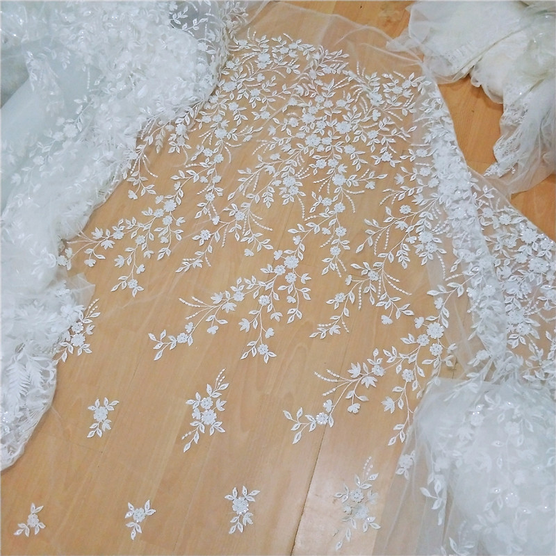 Clearance New Soft Mesh Embroidery Sequin Lace Fabric Vintage Wedding Dress Curtain Hanfu DIY Accessories
