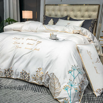 60 light lavish satin long suede cotton mesh red four pieces set 100 All cotton pure cotton linen bed Hats Bedding bedding 4