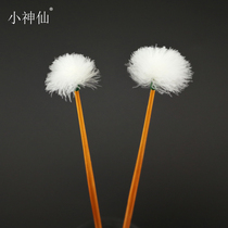 Little fairy ear digging tool Conical bamboo handle goose feather stick Middle hair ball ear picking tool Small hair ball goose feather stick brush