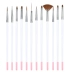 Công cụ làm móng tay hoa hồng Bộ 12 Bút Pen Drills Vẽ Bút Bút Liệu pháp Sơn Bút Kéo Bút Nail - Công cụ Nail