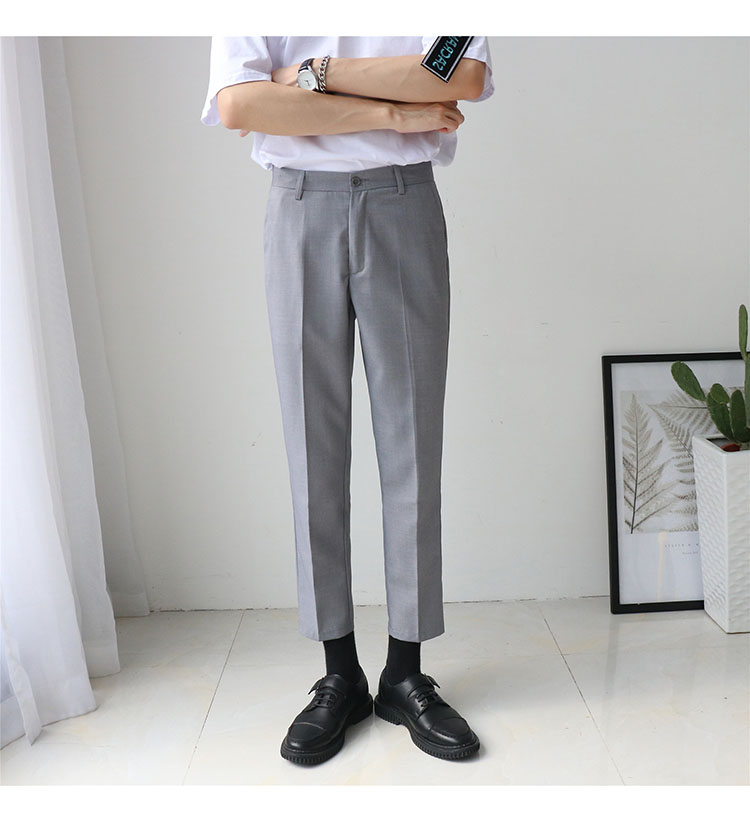 Quần âu 18 mùa thu quần nam 9 điểm màu đơn thuần chân mỏng 9 điểm quần Hàn Quốc quần nam nhỏ thẳng quần dài thể thao nam