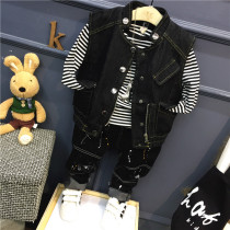 Childrens denim vest mens spring and autumn Korean version 2 Boys 3 horse clip 4 jacket 5 baby 6 vest waistcoat 7 years old