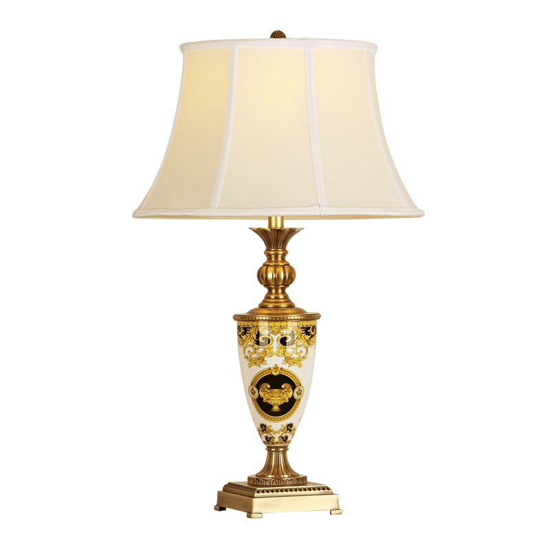 All copper pure copper creative desk lamp of bedroom the head of a bed sitting room artical study retro decoration villa ceramic lamp