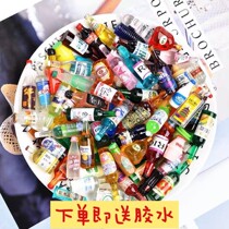Resin simulation mixing wine bottle model toy diy mini beverage bottle fittings hairpin handset case small accessories