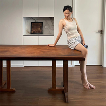 Walnut large board tea table solid wood logs new Chinese style office tea board tea table South and North America simple resin river table