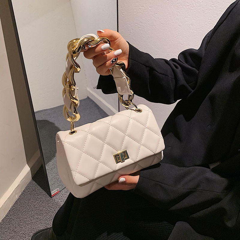 Hong Kong tide brand Lingge fashion bag women's Korean version 2022 new simple and versatile large-capacity shoulder chain women's bag