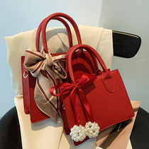 Hong Kong trendy brand fashion personality portable shoulder bag female 2022 new all-match high-quality red wedding bridal bag