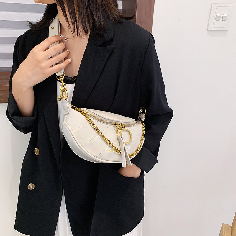 Hong Kong tide brand retro bag female chic chain wide shoulder strap fashion wild one-shoulder messenger chest bag GY0100