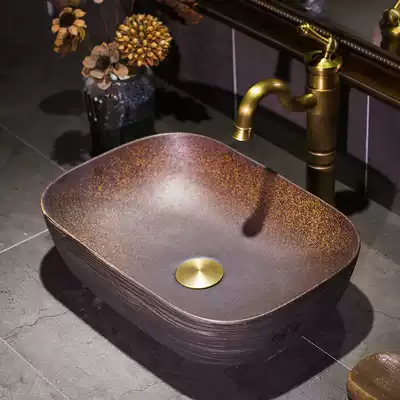 European ultra-thin basin square ceramic washbasin home American retro dressing room basin simple wash basin