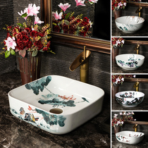 Chinese-style basin ceramic wash basin toilet antique art wash basin hand-painted Basin home Mandarin duck play