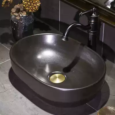 Black metal glaze art basin upper basin European ceramic washbasin flower petal shaped table basin basin wash basin