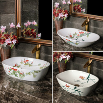 New Chinese Taiwanese hand-painted Basin home toilet antique art washbasin ceramic wash basin morning glory