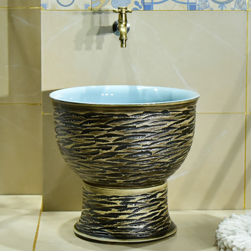 Chinese-style household powder room floor-to-ceiling large one-piece wash mop pool balcony one-piece mop pool mop pool basin