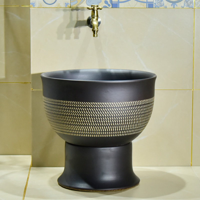 Chinese-style household retro ceramic conjoined floor-to-ceiling mop pool mini mop basin mop pool balcony small size 30cm
