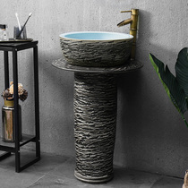 Ceramic column washbasin outdoor integrated floor-to-ceiling washbasin balcony courtyard toilet carving pattern pool