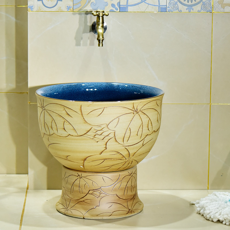 Central European floor-to-ceiling large round mop pool balcony art mop pool outdoor courtyard garden mop basin