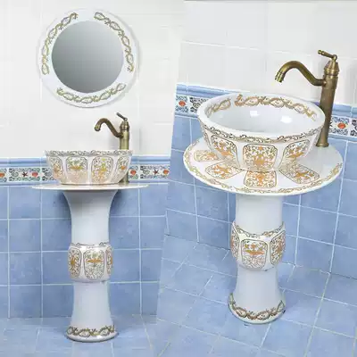 Powder room washbasin Creative ceramic column basin Balcony washbasin Outdoor floor-to-ceiling washbasin