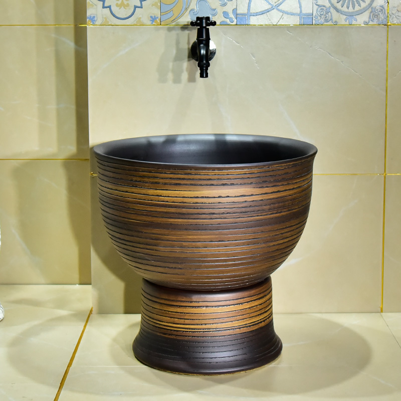 Ceramic one-piece retro washing mop pool Balcony Makeup room Mop Basin Integrated Mop Sink Large Pier Bungpool Household