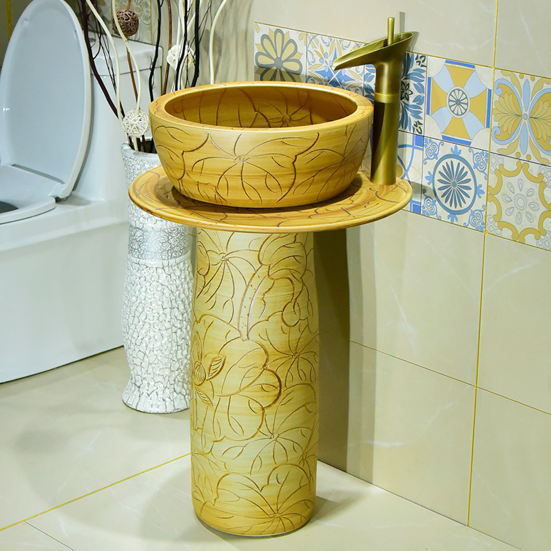 Sink basin Floor-standing column washbasin Column washbasin One-piece mini ceramic column basin
