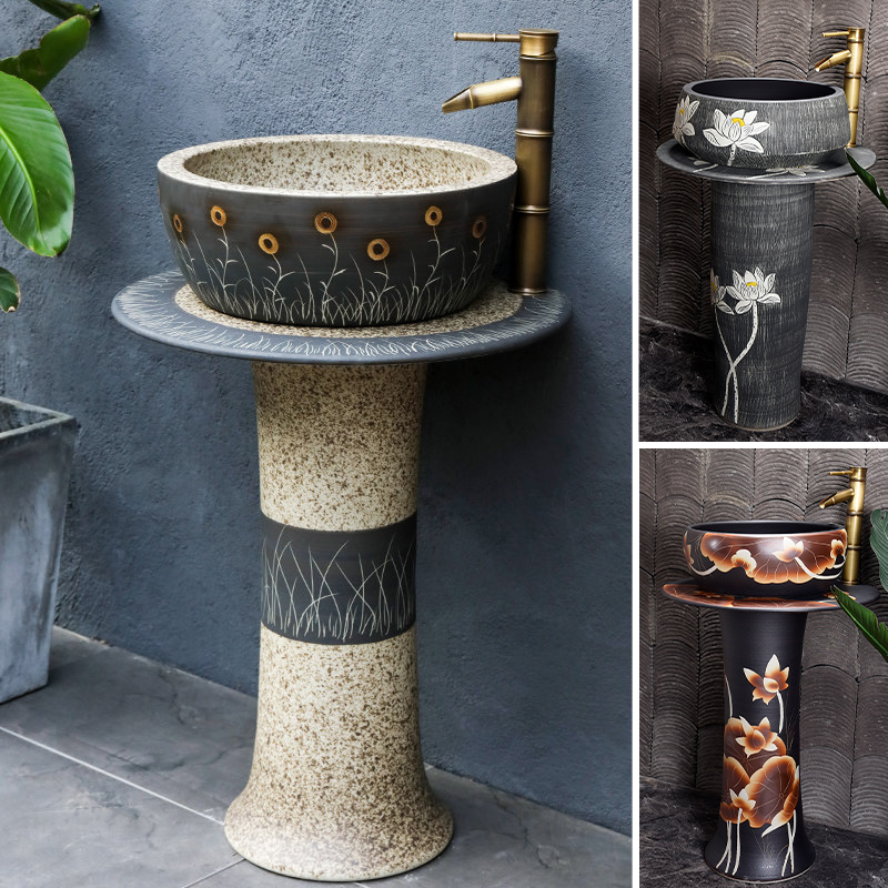Outdoor courtyard Column washbasin Powder room washbasin Balcony One-piece floor-to-ceiling outdoor garden pool