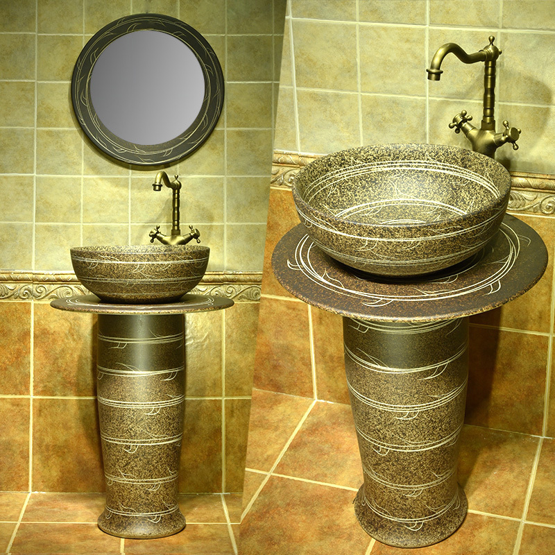 Post-column washbasin make-up room washbasin washbasin washbasin floor type small family table basin one-piece upright table basin